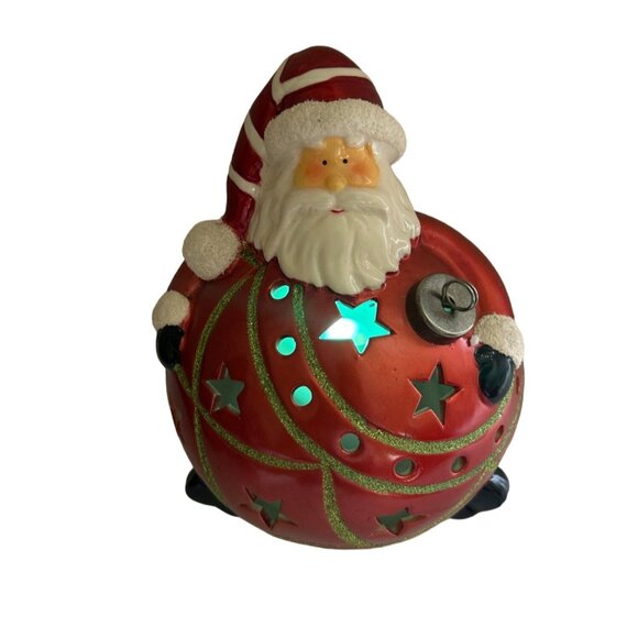 Home Reflections Ceramic Santa Claus Luminary W/ Flameless Candle & Timer - Picture 7 of 10
